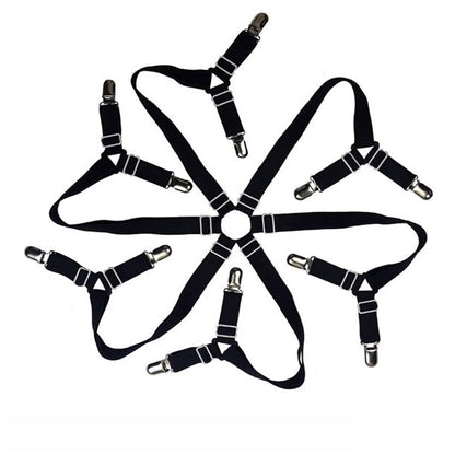 Bed Sheet Holder Straps , Vinmall Adjustable 6 Sides Bed Sheet Clips, Heavy Duty Triangle Bed Sheet Fasteners, Black
