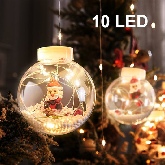 10LEDs Globe Christmas String Lights,IFanze Xmas Ball Curtain Light for Yard Home Party Porch Decor (Warm White)