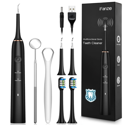 Electric Dental Calculus Remover, Ifanze Plaque Remover for Teeth, Tooth Cleaner Tartar Removal Cleaning Kit with 4 Replacement Heads, Safe for Adult Kids