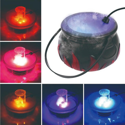 Halloween Mist Maker, Witch Cauldron Fog Smoke Machine with 12 LED Color Changing Lights