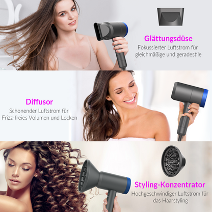 2000W Professional Hair Dryer, Navy Blue with Diffuser Concentrator and Diffuser Blow Dryer for Travel