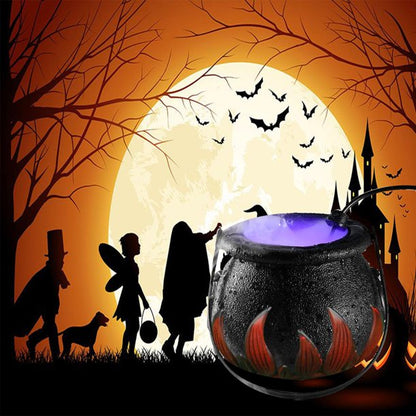 Halloween Cauldron with Mist Maker, Atomizer Witch Jar Lamp Punch Bowl with Muti-Color 12 LEDs Light Change Fogger Mist Maker Mini Candy Cauldron Decor - Zinc Alloy