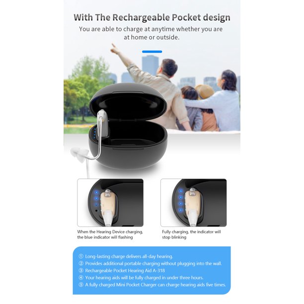 Hearing Amplifier for Seniors, Doosl Rechargeable Hearing Aids with Noise Reduction, Sound Amplifiers with Portable Charging Box