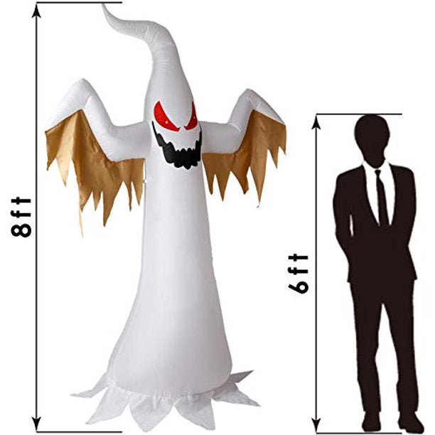Cooseas 8 FT Halloween Inflatables Red Eye Ghost Outdoor Blow up Yard Decorations Built in LED Lights