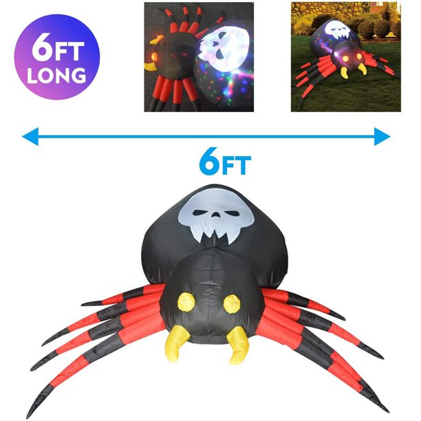 6ft Width Halloween Inflatable Spider with Magic Light Cooseas Blow Up Yard Decoration