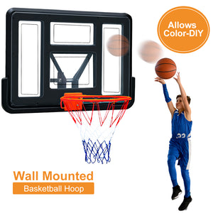 Indoor Basketball Hoop for Kids and Adults, Portable Wall Mounted Basketball Hoop Professional Indoor Outdoor Basketball Goal Set, 44" Shatterproof Backboard 18" Rim, Enable Color-DIY