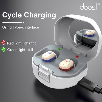 Doosl Aid Digital Sound Amplifiers for Ears, Noise Reduction, Rechargeable Personal Sound Amplifiers with Portable Charging Case, in-ear Amplifier Devices to Assist Hearing of Seniors and Adults