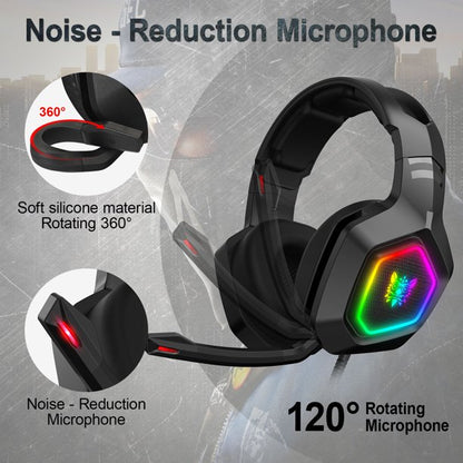 ONIKUMA K10 Gaming Headset,Stereo Bass Surround RGB Noise Cancelling Over Ear Headphones with Mic,for PS4 Xbox One PC Nintendo Switch Tablet Smartphone
