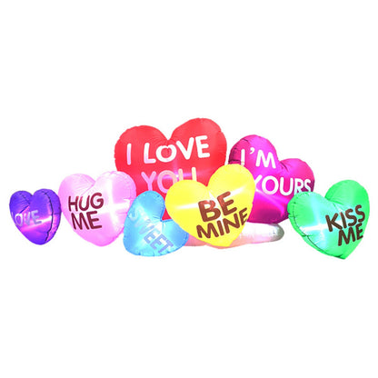 JoRocks 7 Feet Long Valentine's Day Inflatables, Pre-Lit Multicolor Seven Love Hearts on Cloud Romantic Sweet Valentines Decor for Couples, Outdoor Indoor Holiday Yard Decoration