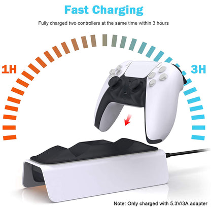 iFanze PS5 Controller Charger Station, Fast Charging Dock for PlayStation 5 Dualsense Controllers with Charging Cable and LED Indicator, White
