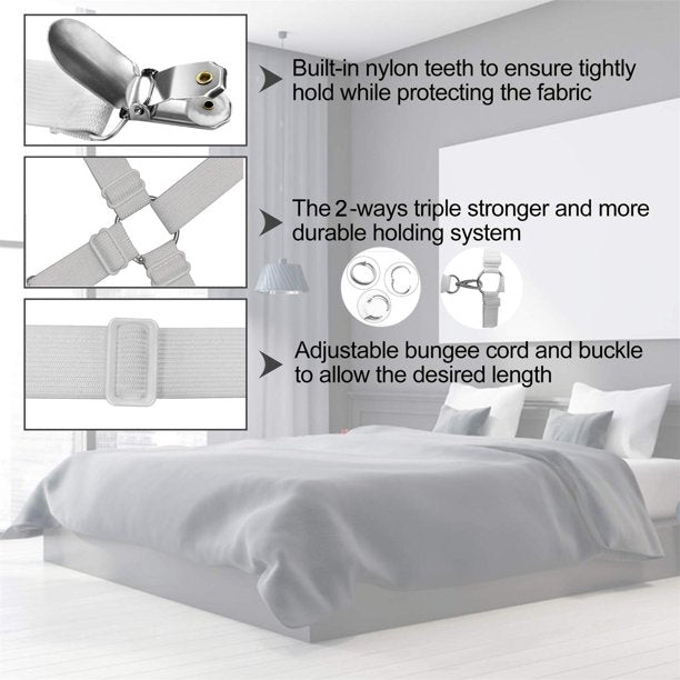 Bed Sheet Clips,Bed Sheet Holder Strap 360 Degree Bed Sheet Tightener Sheet Stays Used for Bed Sheets,Mattress Covers,Sofa Cushion