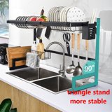 iFanze Dish Rack over Sink, 85cm Wide Dish Drying Rack Over Sink Rack Drainer Shelf Kitchen Cutlery Holder Stainless Steel-Black