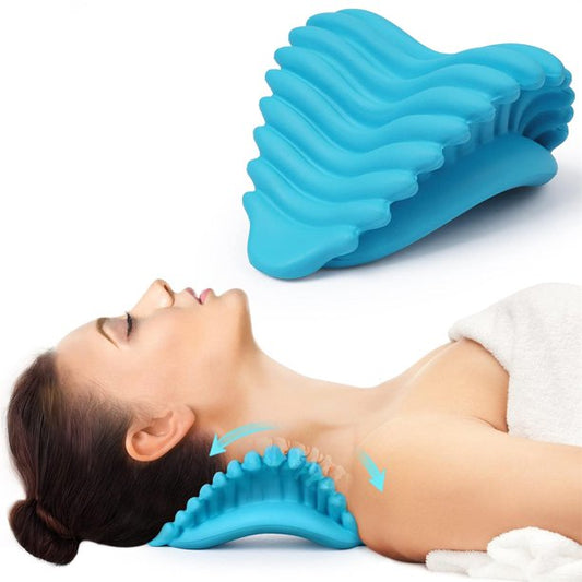 Doosl Neck Stretcher for Neck Pain Relief, Neck Cervical Traction Device for Neck and Shoulder Relaxer for TMJ Pain Relief, Cervical Spine Alignment Light Blue