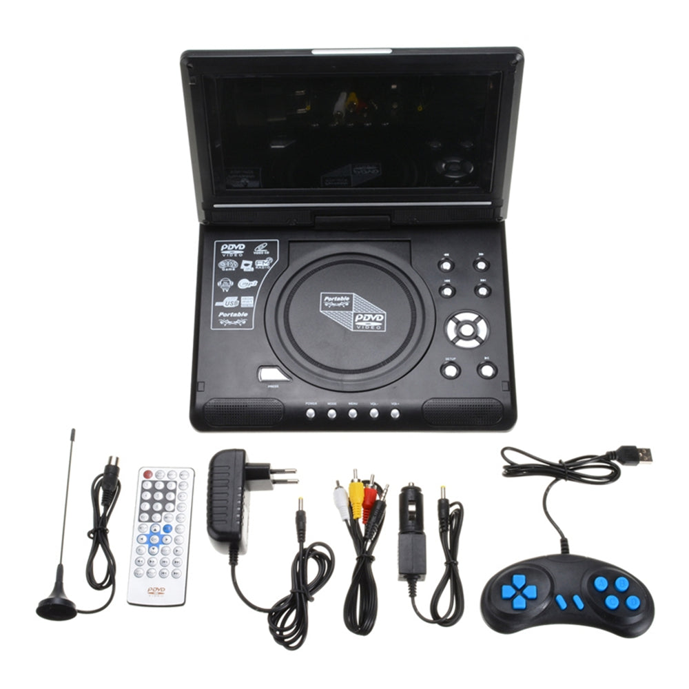 Qunler Portable DVD Player with 8.5" HD Swivel Screen and Remote Control, Support FM Radio, Black