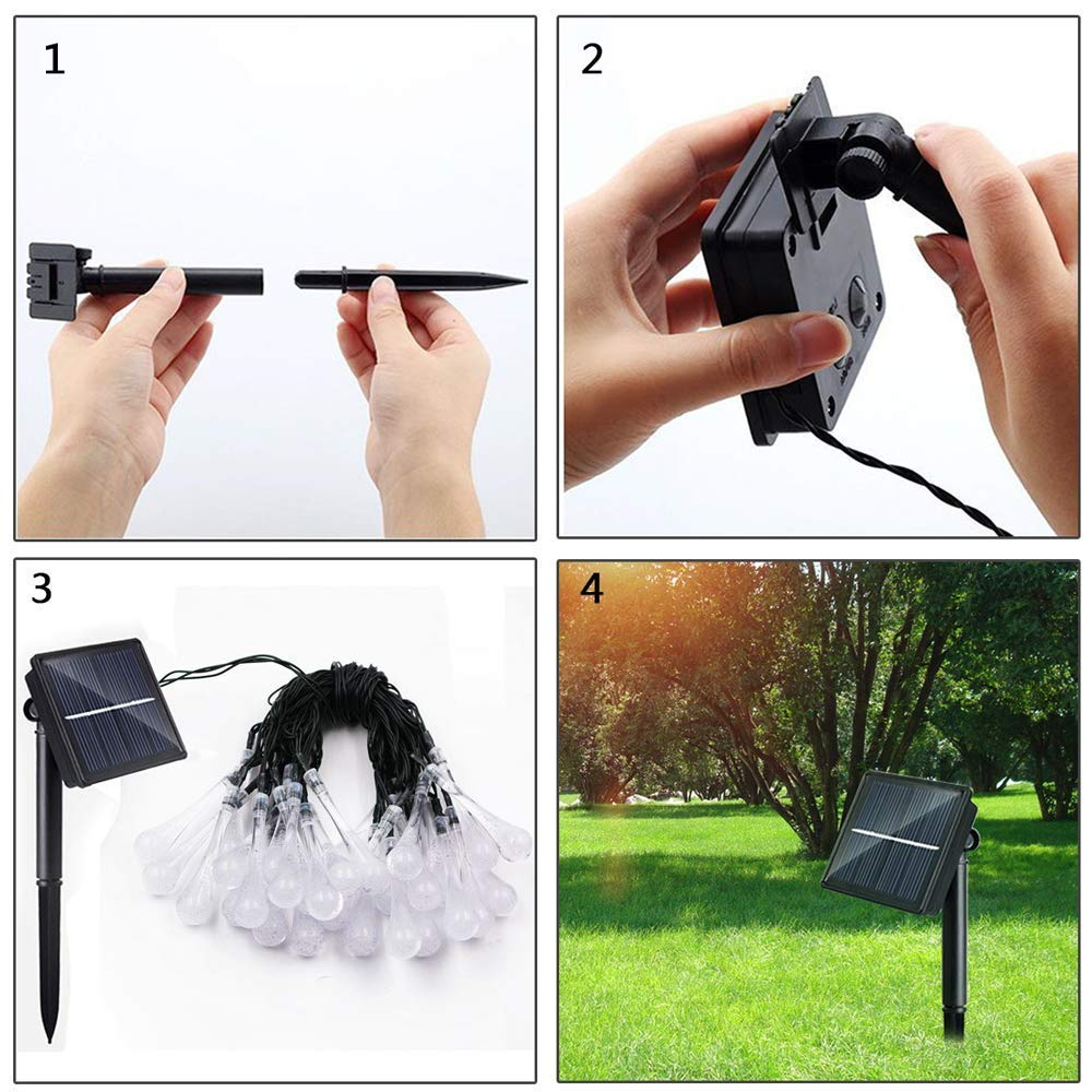 laighter Solar String Lights, 21.4ft 30 Advanced Waterproof Water Drop Mode LED Solar Fairy Lights for Patio, Lawn, Home, Garden, Wedding, Party Decorations