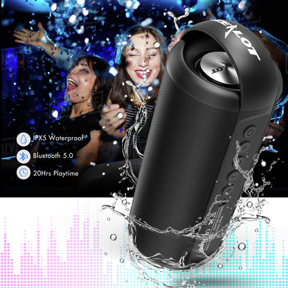 Doosl Bluetooth Speaker, Portable Waterproof Bluetooth Speaker, Wireless Speaker with 20H Playtime, TWS, Hiking Bluetooth Speaker with Hand Strap, Outdoor Speaker for Cycling Travel ,Black