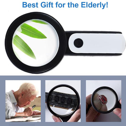 Magnifying Glass with Light，30X Handheld Large Magnifying Glass 18 LEDs Luminated Cold and Warm Lighted Magnifier for Seniors Reading, Coins, Stamps, Inspection