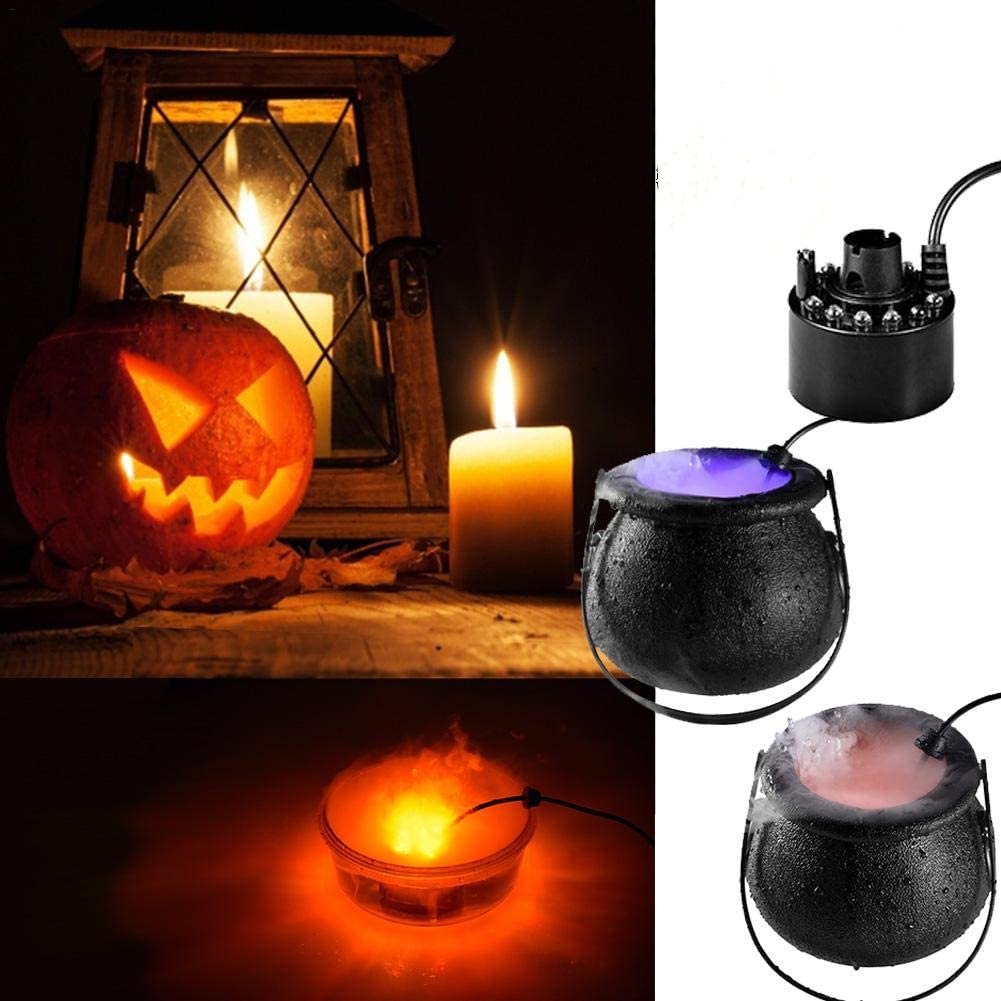 Halloween Witch Cauldron Fog Machine, with 12 Color-Changing LED Lights, Halloween Party Mist Maker, Water Fountain Fog Machine, Halloween Indoor/Outdoor Party Decoration Lights