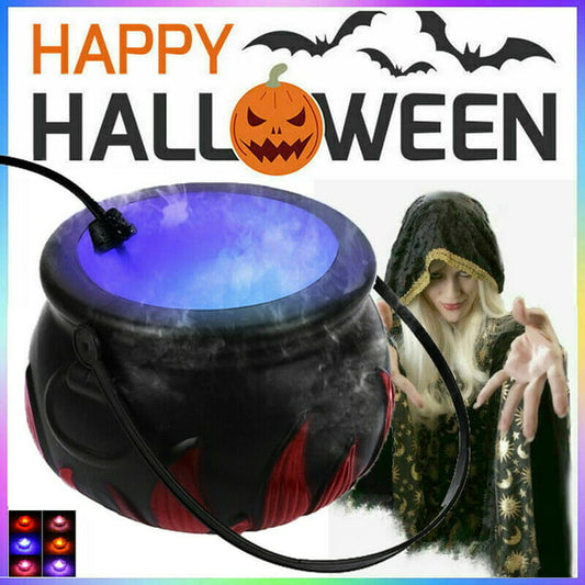 Melliful Halloween Mist Maker Witch Cauldron Fog Smoke Machine LED Lights Decorations for Holiday/Party/Yard/Garden
