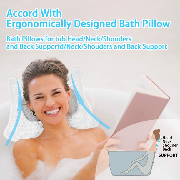 Bath Pillow for Tub, Bathtub Pillows with Strong Suction Cups 5D Air Mesh Polyester Spa Pillow (Fox Shape)