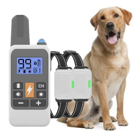 VINSIC Dog Training Shock Collar for 2 Dogs, 1000 ft Remote Anti Bark Dog Training Collar, Waterproof Dog Shock Collar with LCD Display, Dog Bark Collar for Small Medium Large Dogs, White