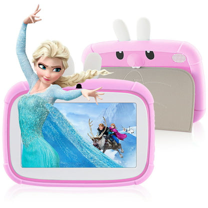 Kids Tablet, Doosl 7 inch Android 11 32GB Storage IPS Screen Tablet PC with Cute Rabbit Shape Cover and Premium Parent Control Pre-Installed IWAWA APP for Children (Pink)