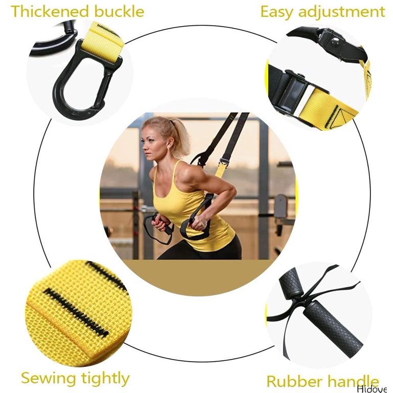 Bodyweight Resistance Trainer Kit, Home Suspension Training Straps, Fitness Resistance Trainer with Resistance Loop Bands, Full Body Workout for Indoor or Outdoor Gym(Yellow)