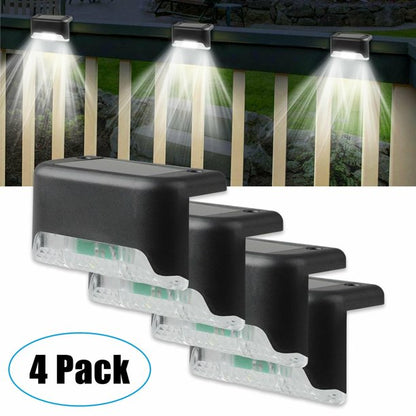 4Pcs Solar Step Lights,Solar step light Outdoor Deck Fence Stair Warm Light Sun Powered LED Illuminated Landscape Lighting Automatic On & Off Waterproof