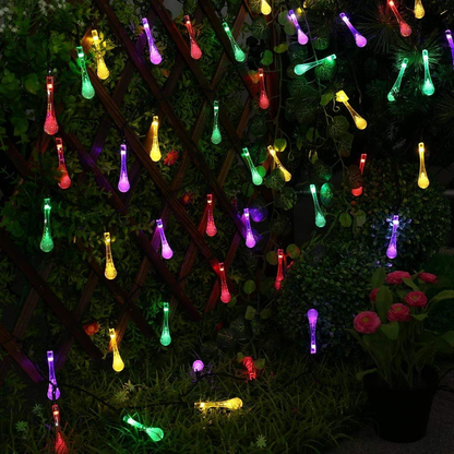 laighter Solar String Lights, 21.4ft 30 Advanced Waterproof Water Drop Mode LED Solar Fairy Lights for Patio, Lawn, Home, Garden, Wedding, Party Decorations