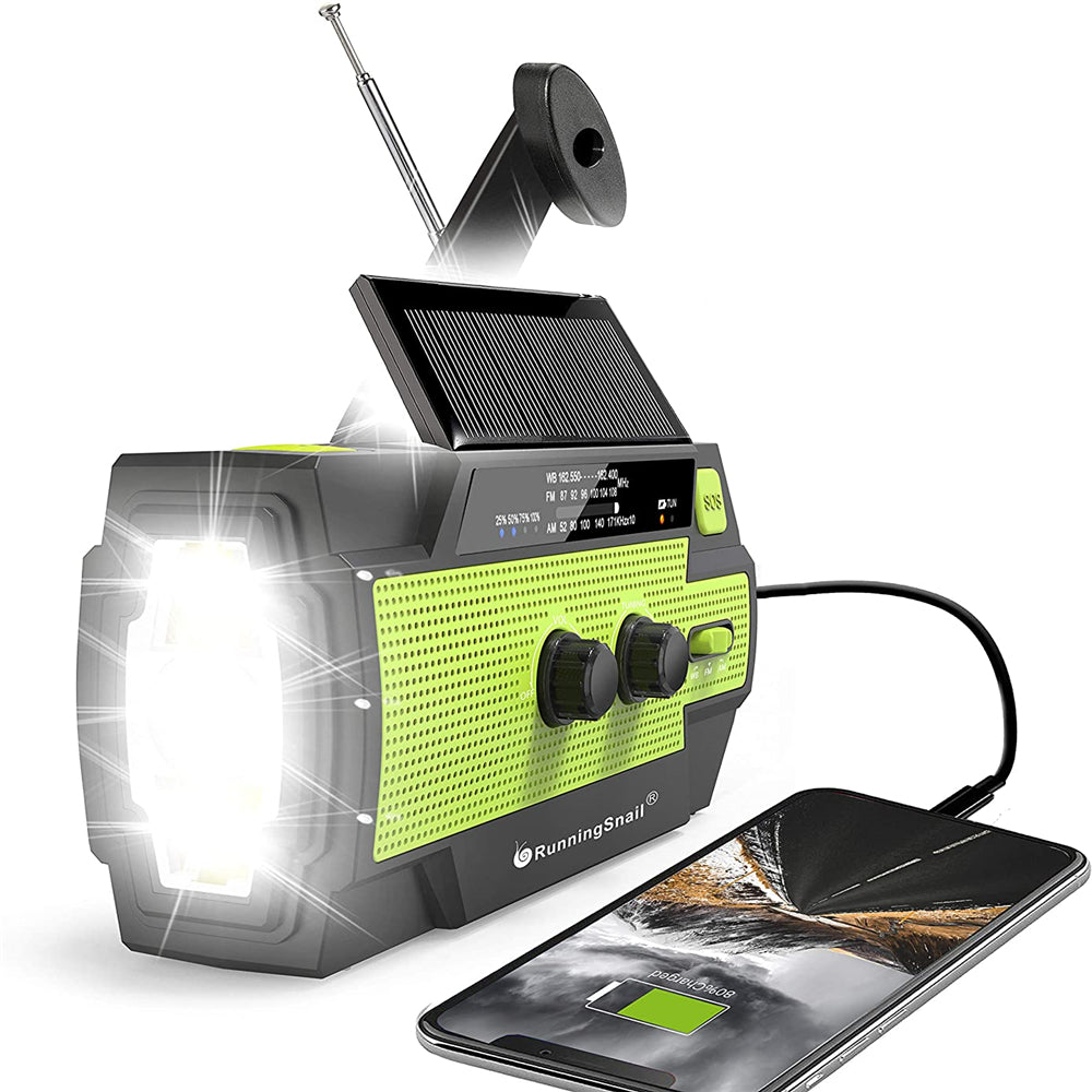 Emergency Radio Weather, AM/FM/NOAA solar radio4000MAh Mobile Power with Flashlight Home Radio, SOS Alarm crank radio