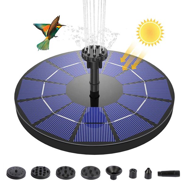 Solar Fountain for Bird Bath, MrDoggy Solar Water Pumps with 6 Nozzles