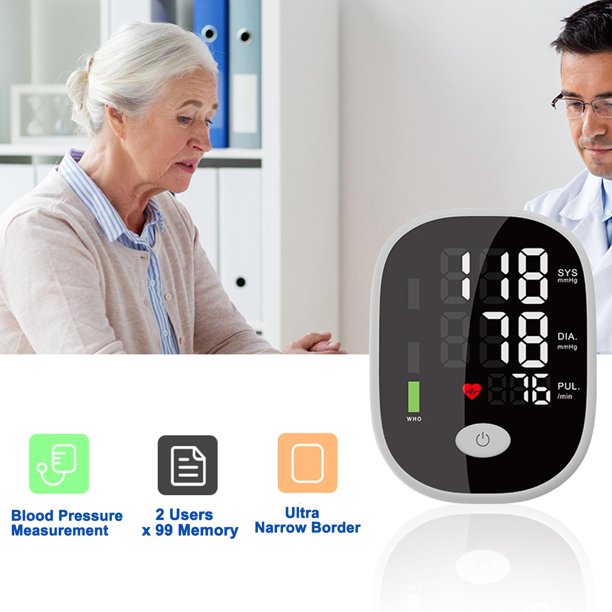 Blood Pressure Cuff,Upper Arm Blood Pressure Monitor Large LED Digital Display Heartbeat Monitor 2 Users 198 Memory Voice Reporting