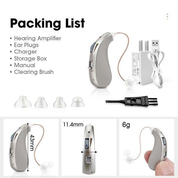 Doosl Rechargeable Hearing Amplifier,Invisible Hearing Aids for Seniors with Noise Cancelling and Volume Control