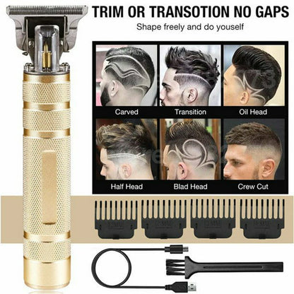Electric Hair Clippers for Men, Cordless Rechargeable Pro Li Hair Trimmer with T-Blade Close Cutting Trimmer for Men, 0mm Zero Gap Bald Head Clippers(Gold)