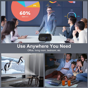 Doosl Projector with 120 Inch Projector Screen, 1080P Full HD Supported WiFi Video Projector, Mini Movie Projector Compatible with TV Stick HDMI VGA USB TF AV, for Home Cinema Outdoor Indoor Movie