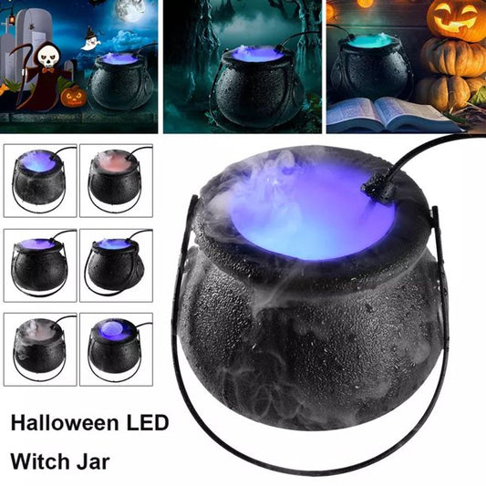 2021 Upgrade Halloween Black Cauldron Mist Maker Fogger, Smoke Fog Machine With 12 Led Color Changing For Halloween Theme Party Or Prom Prop, Halloween Fog Machine, J1