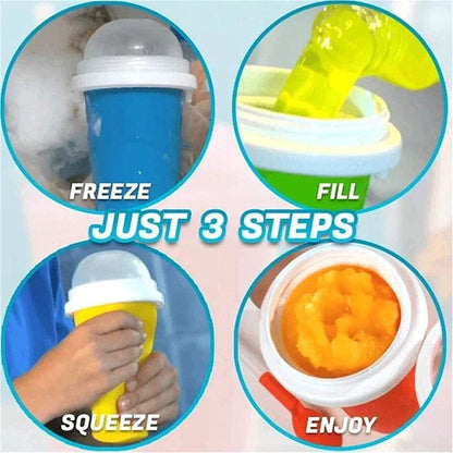 JoRocks Slushie Maker Cup, Magic Quick Frozen Smoothies Cup Cooling Cup, Double Layer With Lid, DIY Milkshake Smoothies Tools for Kids and Family, 210 ml, Blue