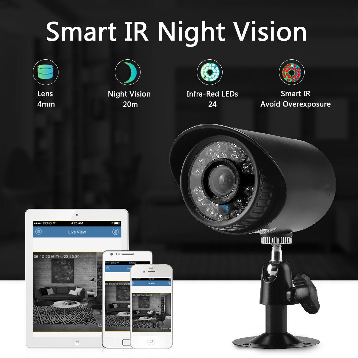 Wired Home Security Camera System, 4pcs Security Camera Kit 4CH HDMI DVR Waterproof CCTV Surveillance Cameras with IR Night Vision Motion Alert Remote Access 7x24 REC