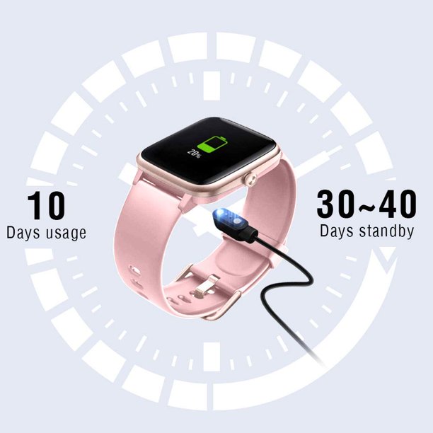 Emossie Smart Watch for Android Phones and iOS Phones, All-Day Activity Tracker with Heart Rate Sleep Monitor, Smartwatch for Men Women (Pink)