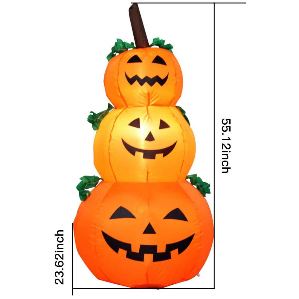 Halloween Inflatable Pumpkin, Stacked Pumpkins with Build-in LED Blow Up for Lighting Up Halloween Party Indoor Yard Garden Lawn Decoration