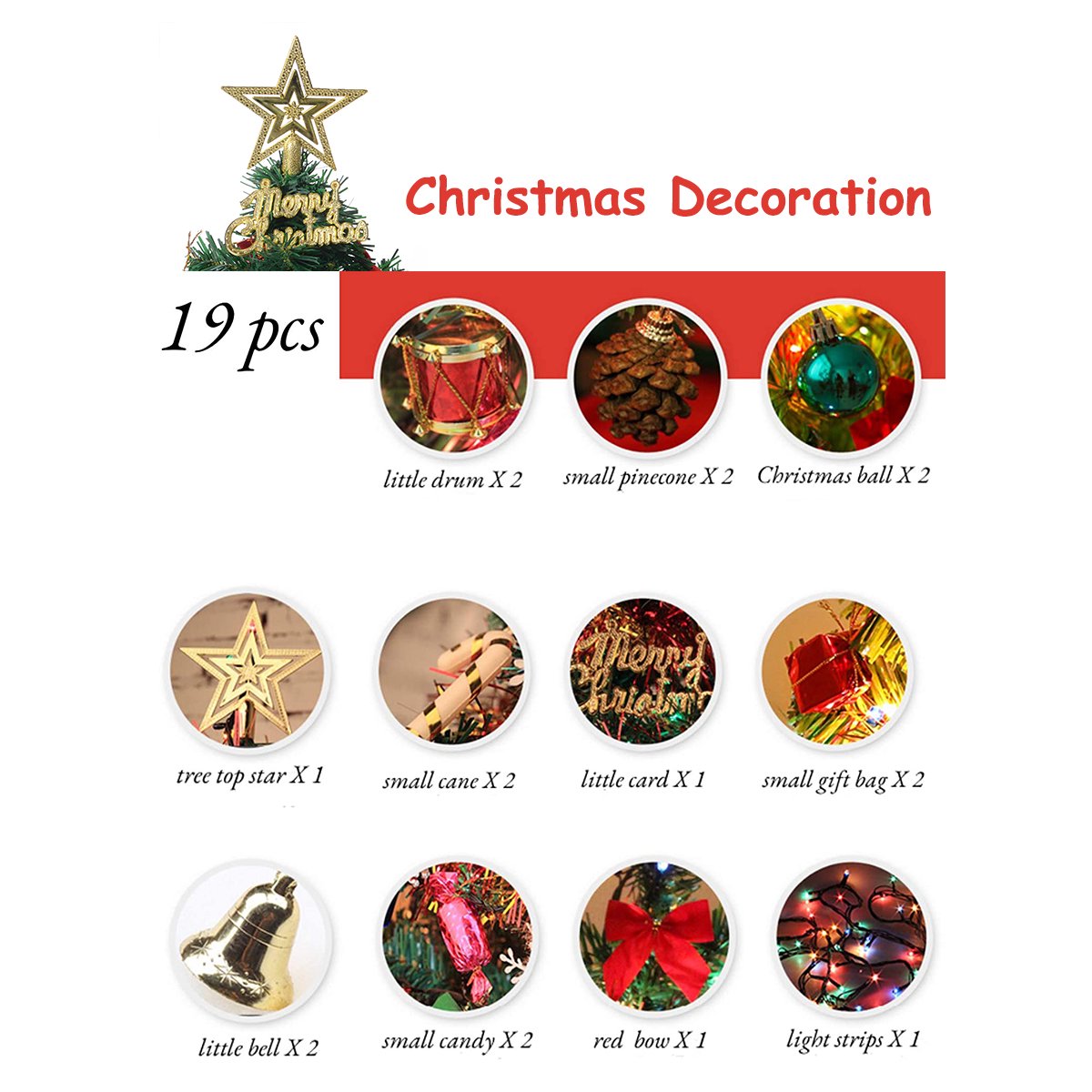 50cm Tabletop Christmas Tree with Led Hanging Lights Desktop Mini Xmas Tree Decoration