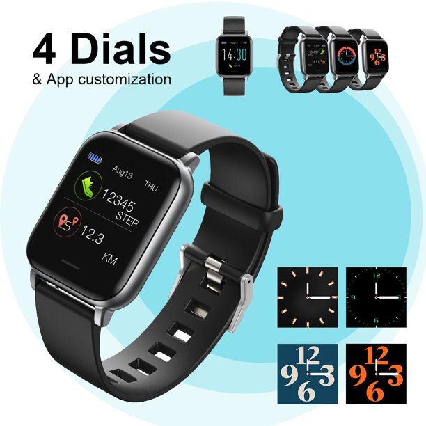 Doosl Smart Watch, IP68 Waterproof Fitness Tracker Watches for Men Women, Activity Tracker with Full Touch Color Screen Heart Rate Monitor Pedometer Sleep Monitor for Android and iOS Phones, Black