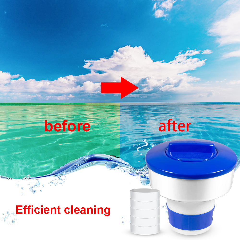 Melliful Pool Chlorine Tablets, Long Lasting 3 Inch Chlorine Tablets with 7 Inch Floating Chlorine Dispenser