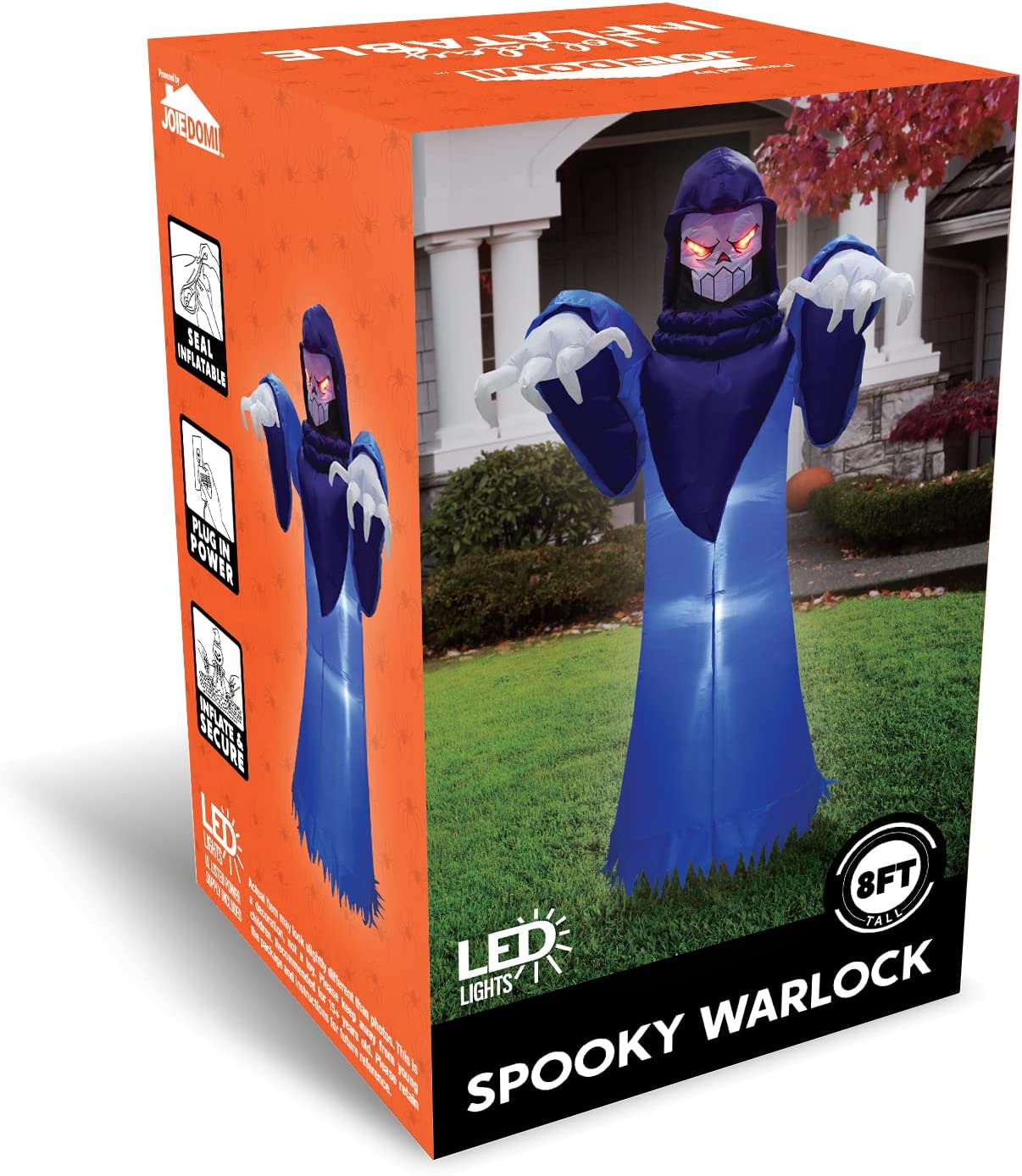 Halloween inflatables, 8 FT Halloween Inflatable Giant Spooky Warlock with Color Changing LEDs Decoration, Outdoor Halloween Inflatables Party Decor for Yard