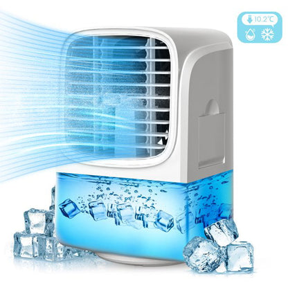 Personal Air Conditioner Fan, Rechargeable Mini AC Fan with Humidifier Mode, Portable Desk Fan for Home, Office, Room, White
