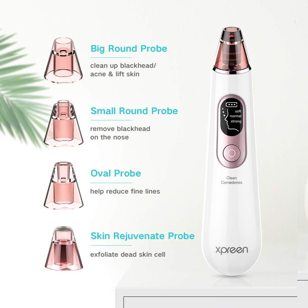 Xpreen Blackhead Remover Vacuum, Facial Pore Sucker, Electric Blackhead Vacuum Cleaners, Whitehead Blackhead Removal Tool for Men and Women, White