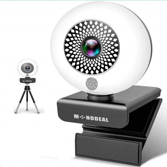 iFanze HD Webcame, iFanze Web Camera with Built in Mic and Adjustable Ring Light Autofocus Network Camera