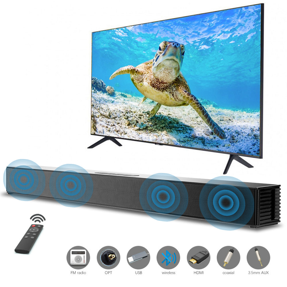 Doosl TV Sound Bar Speaker, Bluetooth 5.0 Soundbar with Built-in Wireless Subwoofer, Black