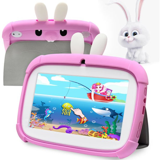 7 Inch Kids Tablet 2GB RAM 32GB WiFi Andriod Educational Tablet Dual Camera with Learning Apps, Pink