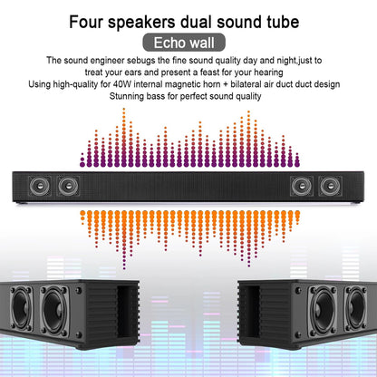 Sound Bars for TV/PC,23-Inch 40W Audio Soundbar Woofer,Wireless Smart Bluetooth 5.0 TV Speaker Bar with Four Powerful Speaker,Remote Control,Bass Adjustable,Black